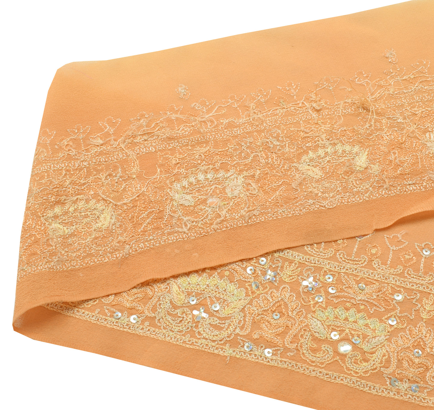 Sushila Vintage Peach Saree Border Indian Craft Sewing Trim Embroidered Ribbon