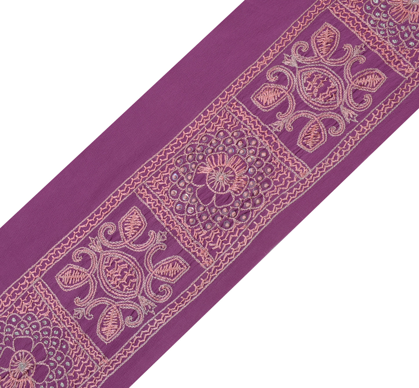 Sushila Vintage Mauve Silk Saree Border Craft Sewing Trim Embroidered Ribbon