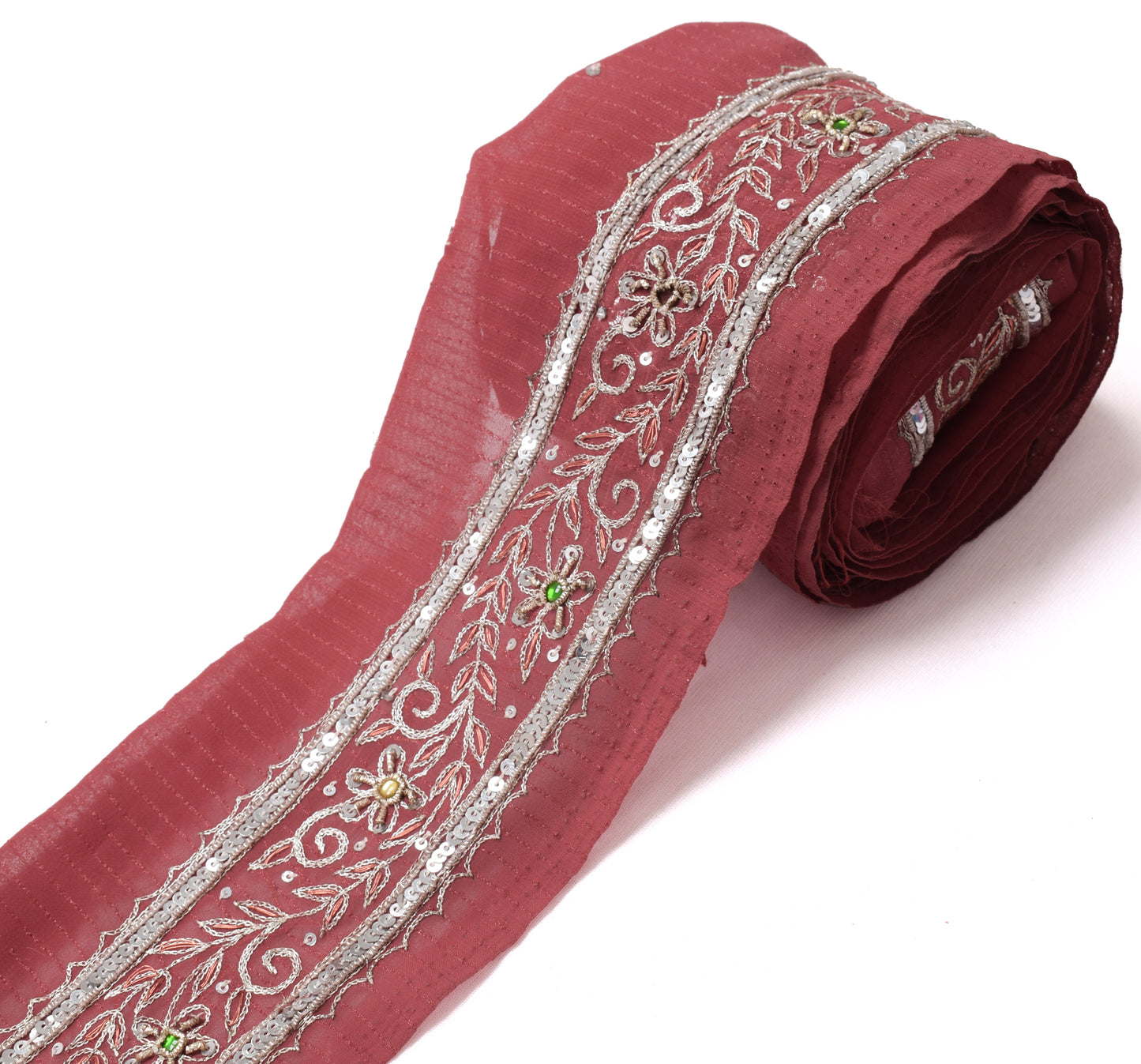 Sushila Vintage Georgette Saree Border Indian Craft Sewing Trim Embroidery Lace