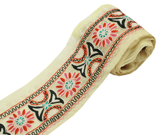 Sushila Vintage Yellow Saree Border Indian Craft Sewing Trim Embroidered Ribbon