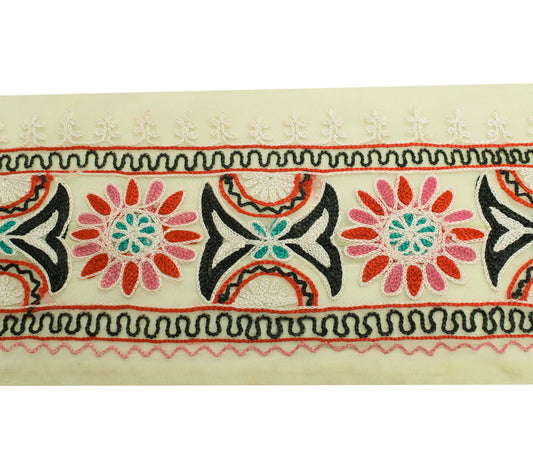 Sushila Vintage Yellow Saree Border Indian Craft Sewing Trim Embroidered Ribbon
