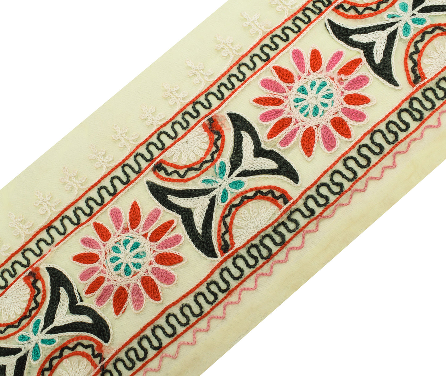 Sushila Vintage Yellow Saree Border Indian Craft Sewing Trim Embroidered Ribbon