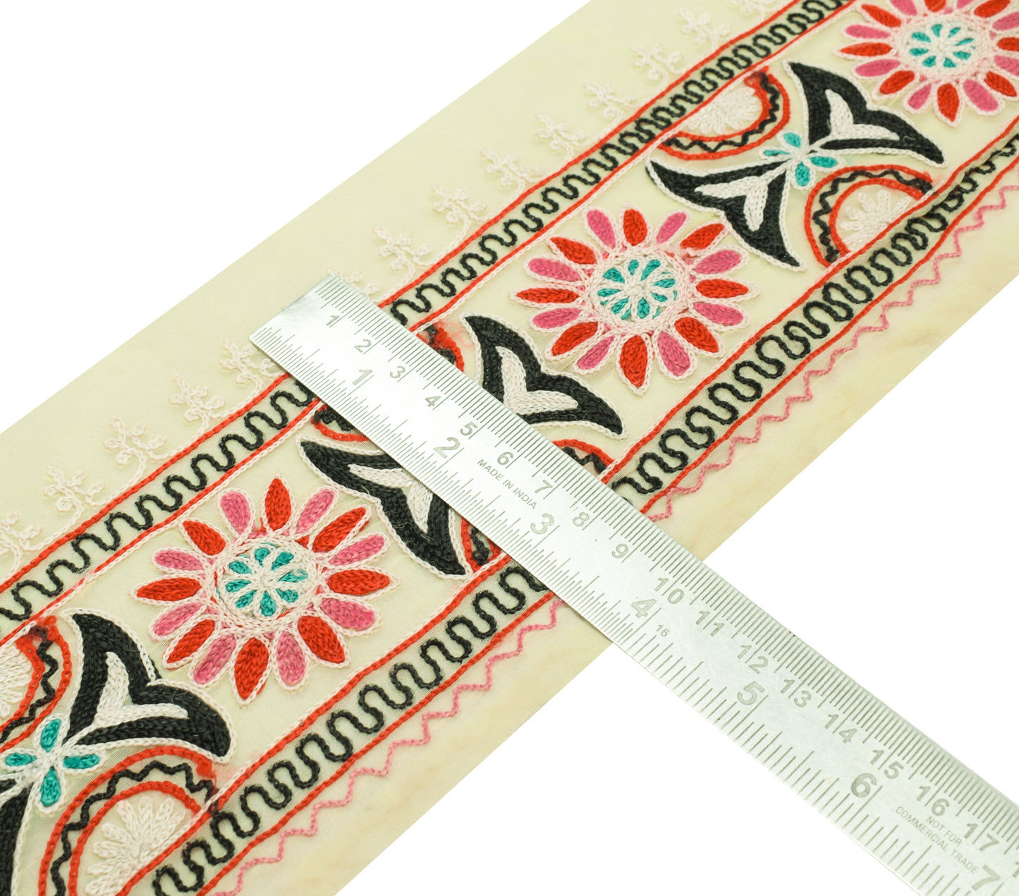 Sushila Vintage Yellow Saree Border Indian Craft Sewing Trim Embroidered Ribbon