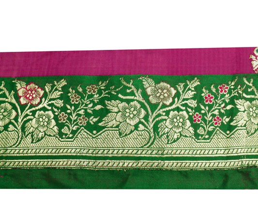 Sushila Vintage Green Banarasi Saree Border Craft Sewing Trim Woven Lace Ribbon