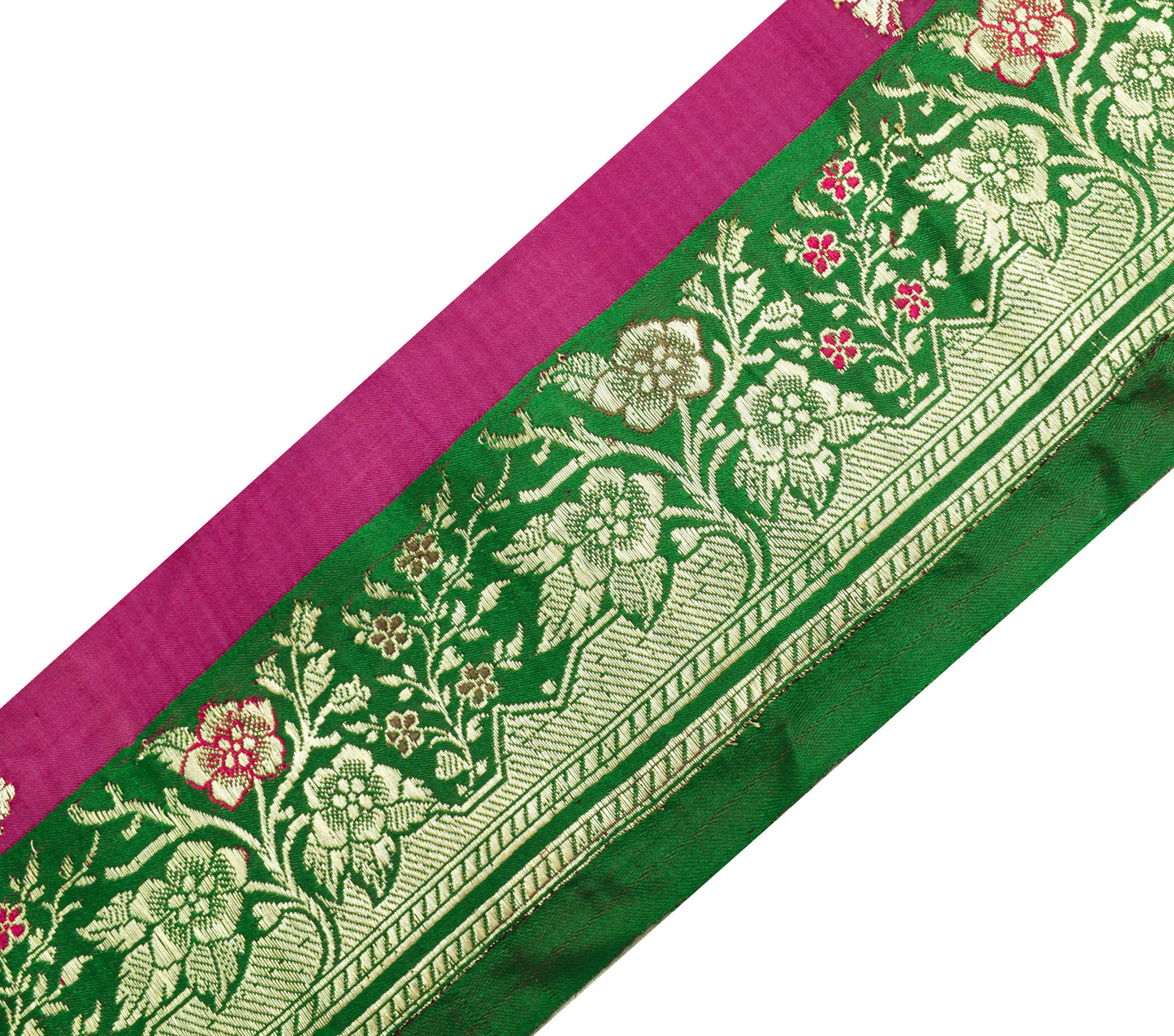 Sushila Vintage Green Banarasi Saree Border Craft Sewing Trim Woven Lace Ribbon