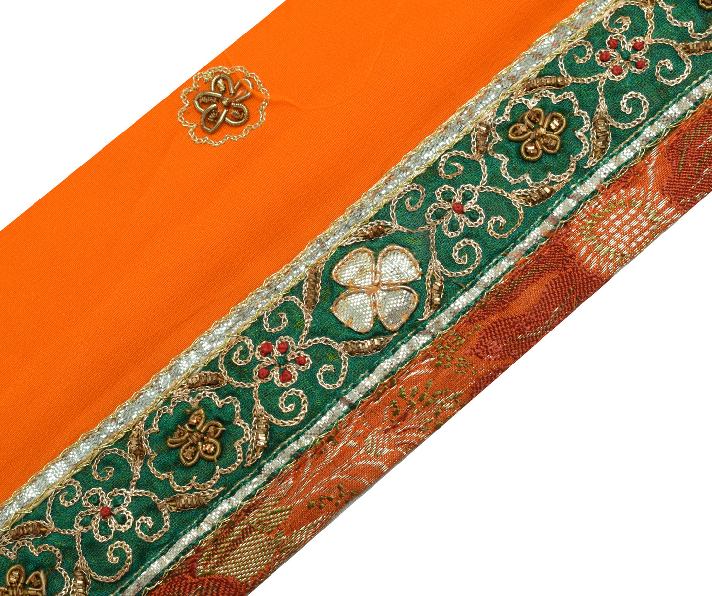 Sushila Vintage Green Saree Border Indian Craft Sewing Trim Hand Beaded Lace