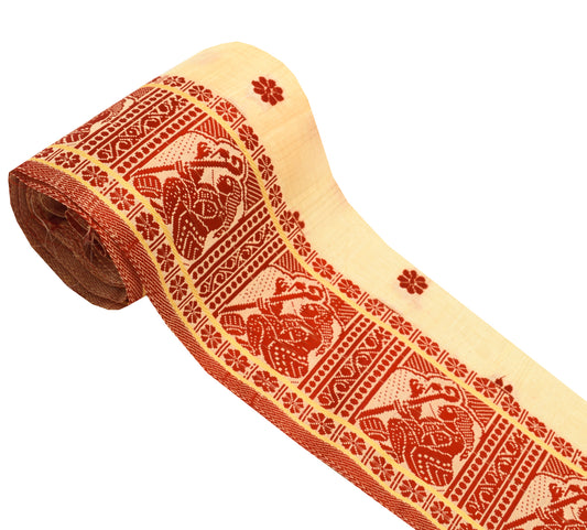 Sushila Vintage Yellow Silk Saree Border Indian Craft Sewing Trim Woven Ribbon