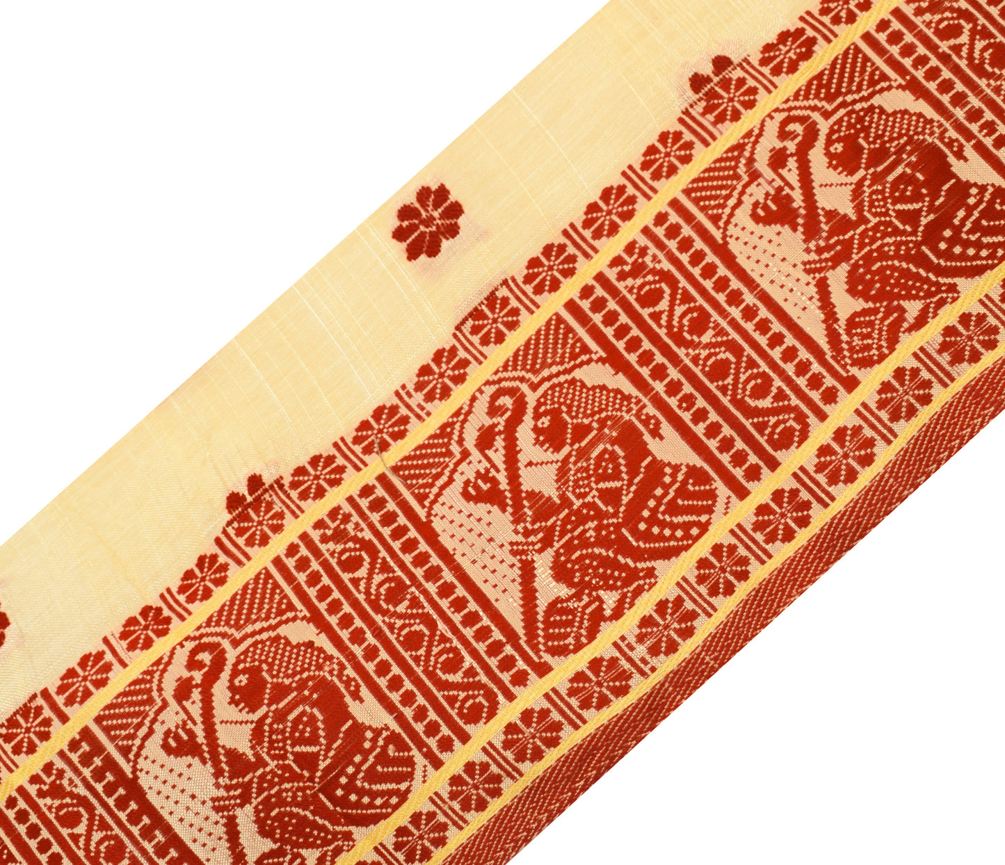 Sushila Vintage Yellow Silk Saree Border Indian Craft Sewing Trim Woven Ribbon