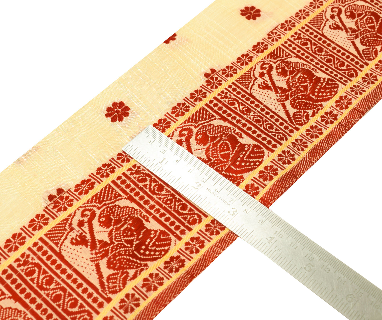Sushila Vintage Yellow Silk Saree Border Indian Craft Sewing Trim Woven Ribbon