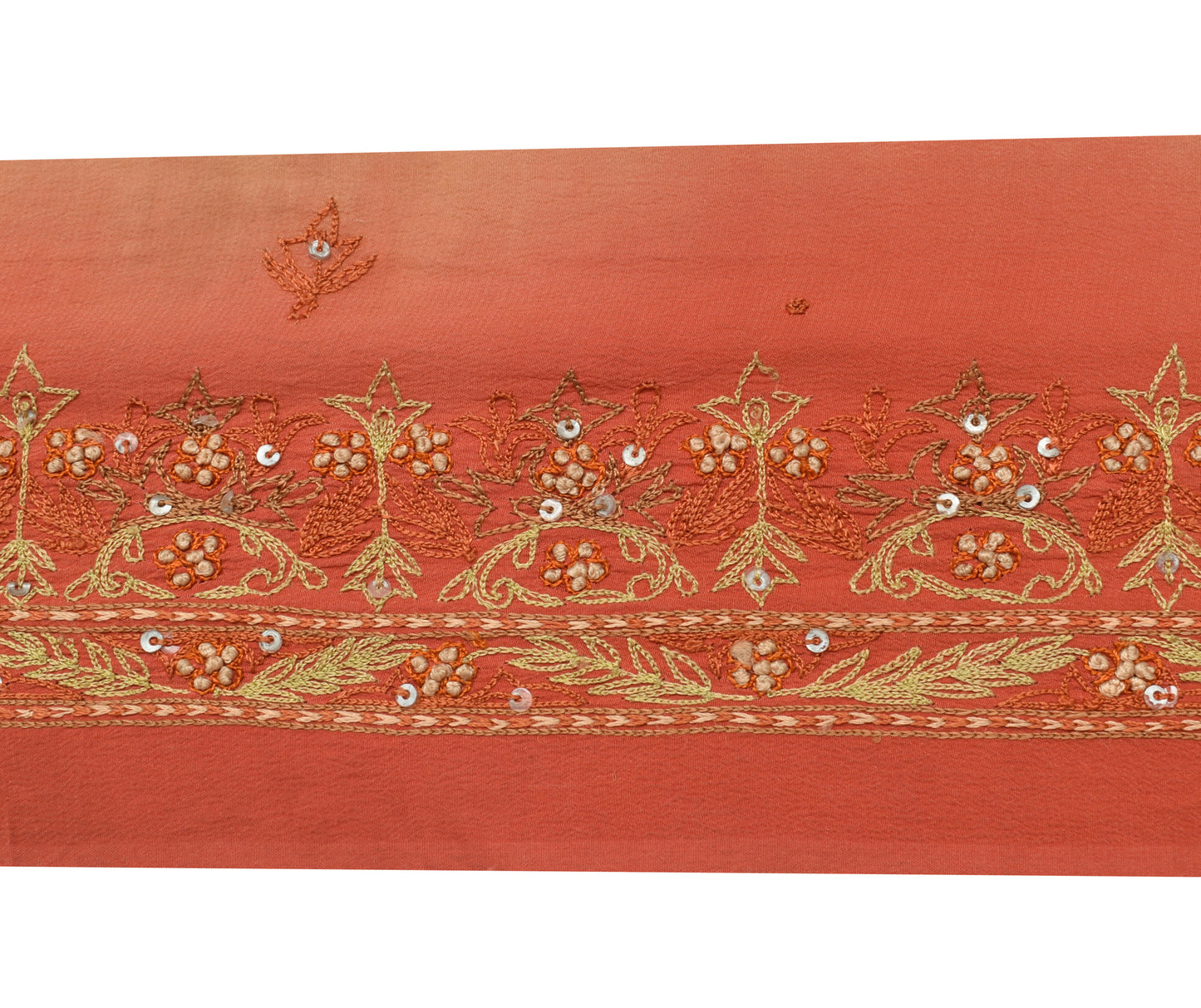Sushila Vintage Rust Silk Saree Border Indian Craft Sewing Trim Embroidery Lace