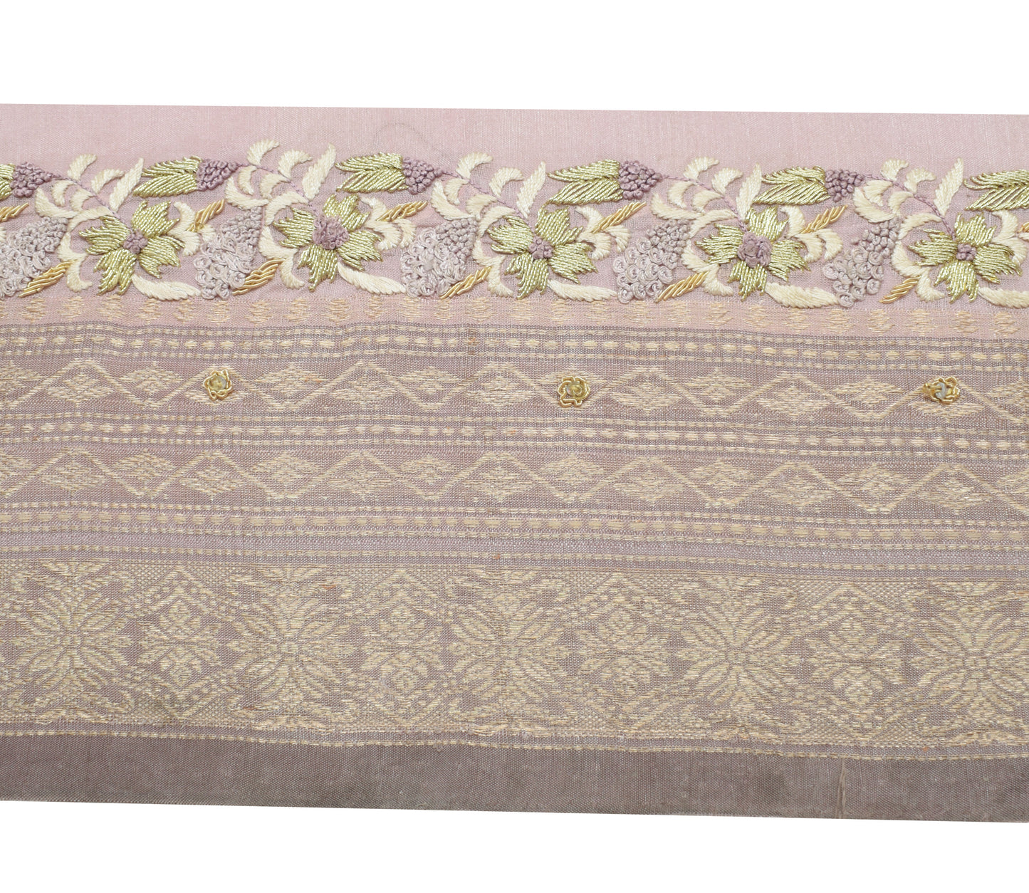 Sushila Vintage Mauve Silk Saree Border Indian Craft Sewing Trim Woven Lace