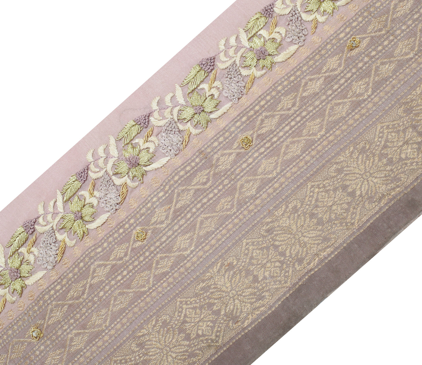 Sushila Vintage Mauve Silk Saree Border Indian Craft Sewing Trim Woven Lace