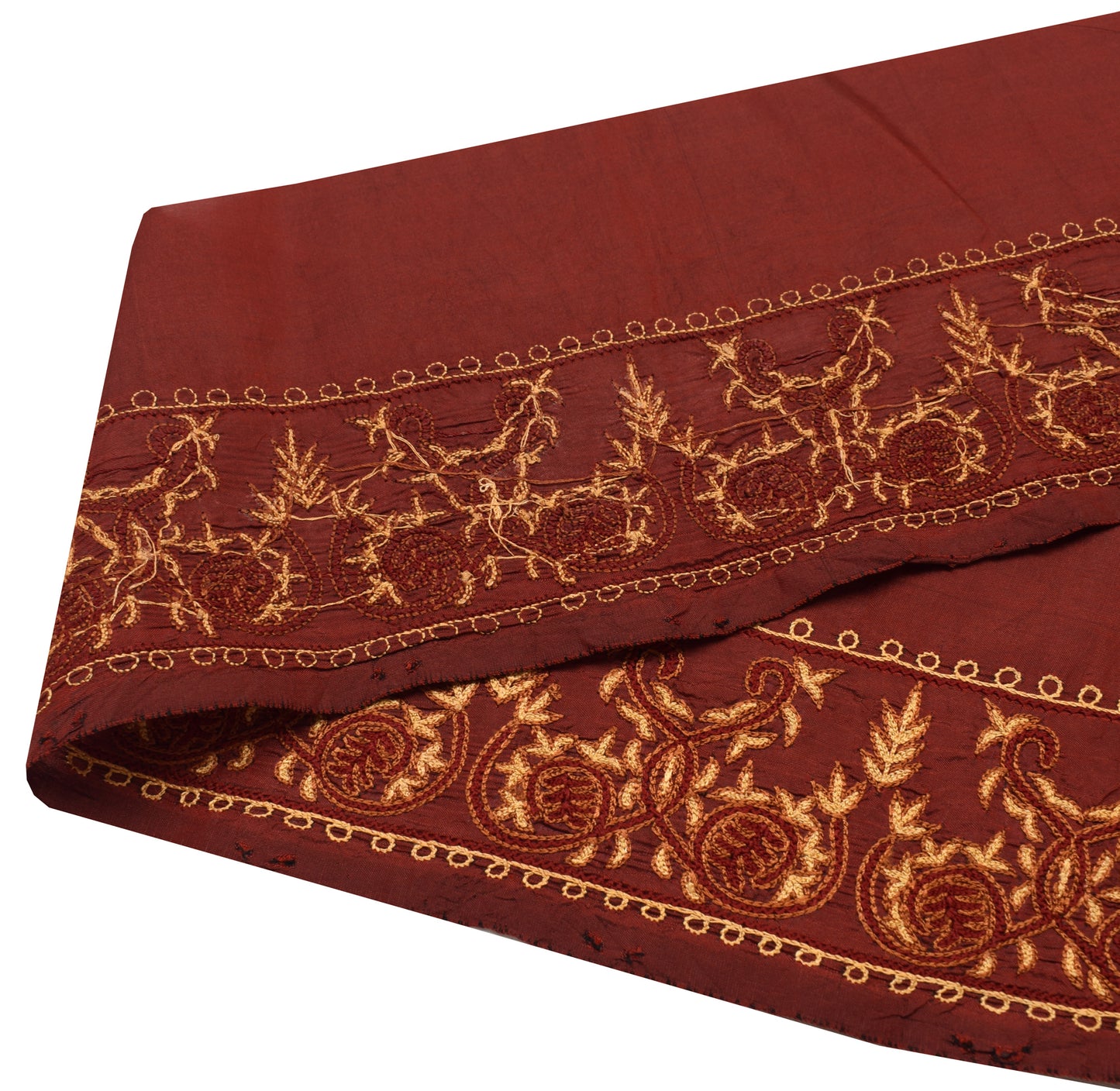 Sushila Vintage Maroon Saree Border Indian Craft Sewing Trim Embroidered Lace
