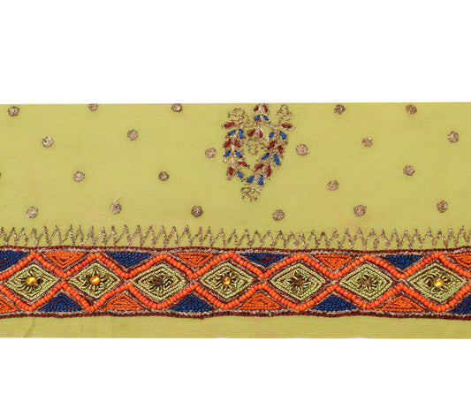 Sushila Vintage Green Saree Border Indian Craft Sewing Trim Embroidered Lace