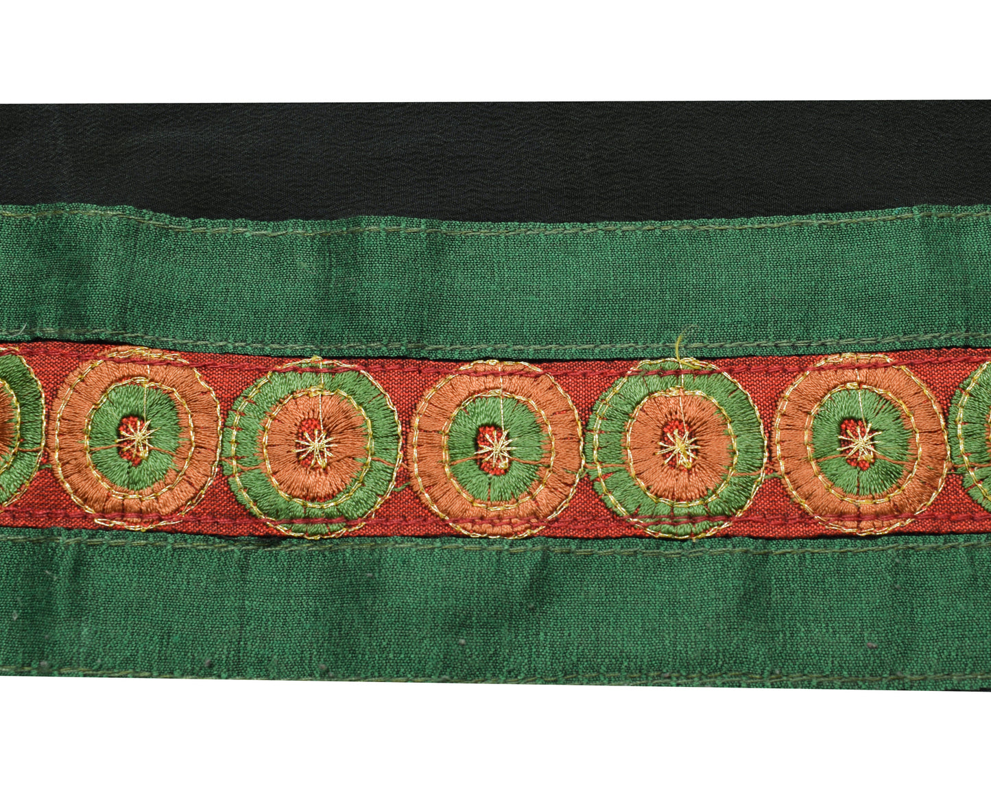 Sushila Vintage Green Silk Saree Border Craft Sewing Trim Patch Work Lace Ribbon