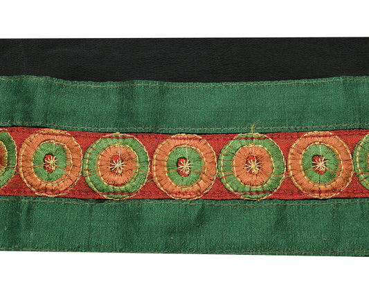 Sushila Vintage Green Silk Saree Border Craft Sewing Trim Patch Work Lace Ribbon