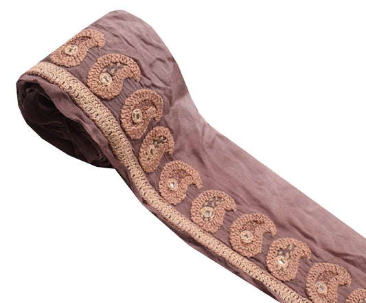 Sushila Vintage Brown Saree Border Craft Sewing Trim Silk Embroidery Lace Ribbon
