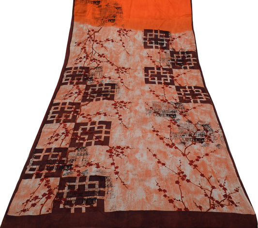 Sushila Vintage Indian Saree Pure Georgette Silk Printed 5 Yard Craft Fabric