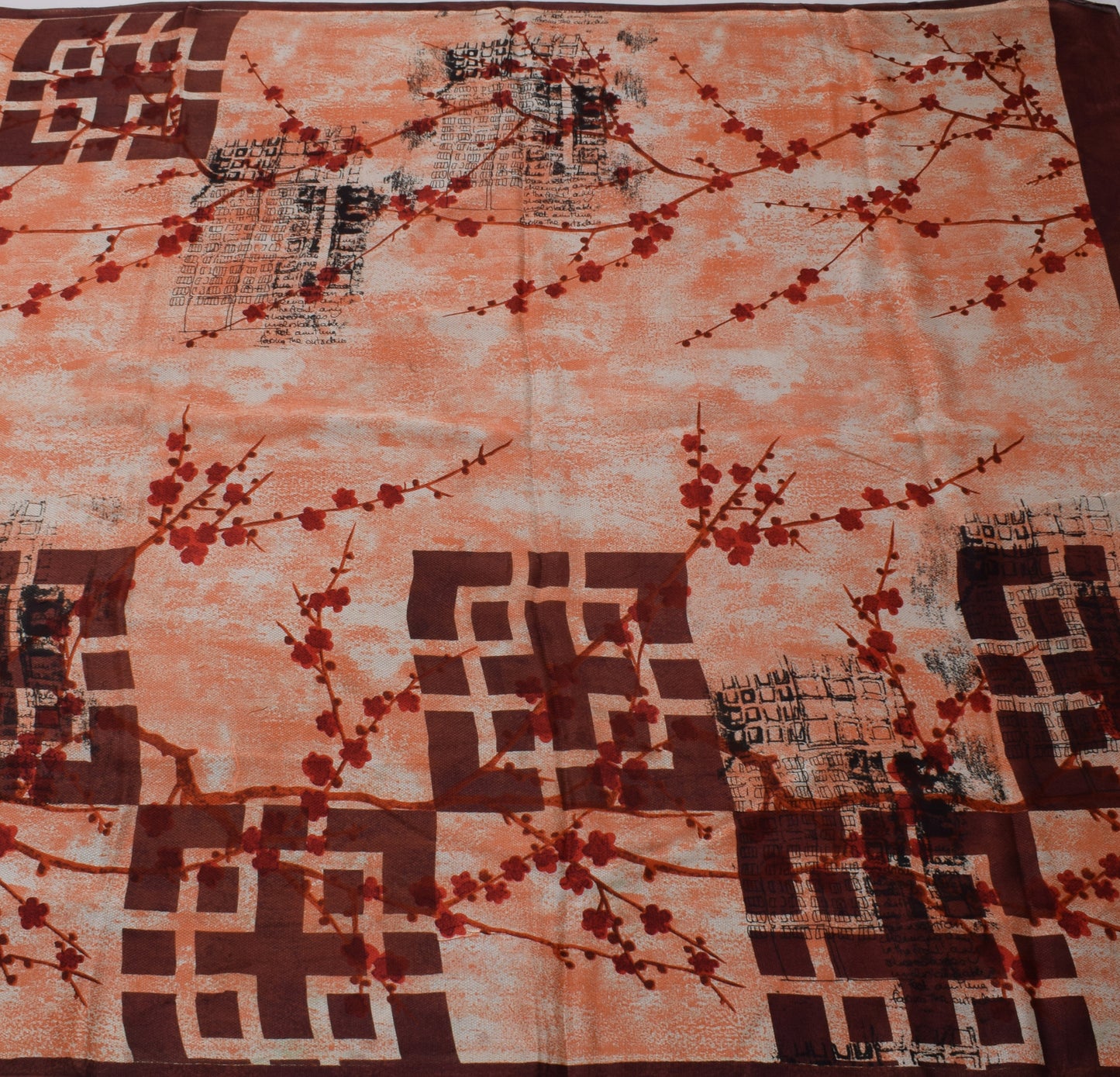 Sushila Vintage Indian Saree Pure Georgette Silk Printed 5 Yard Craft Fabric