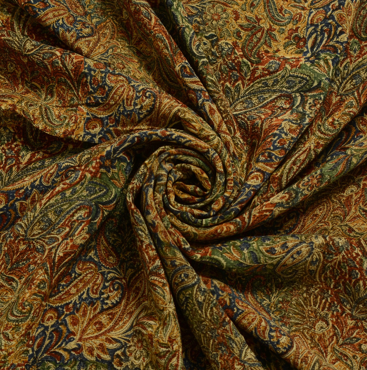 Sushila Vintage Brown Saree 100% Pure Crepe Silk Printed Paisley Soft Fabric
