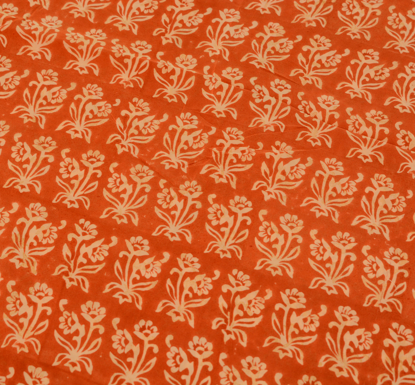 Sushila Vintage Orange Saree 100% Pure Crepe Silk Printed Floral Soft Fabric