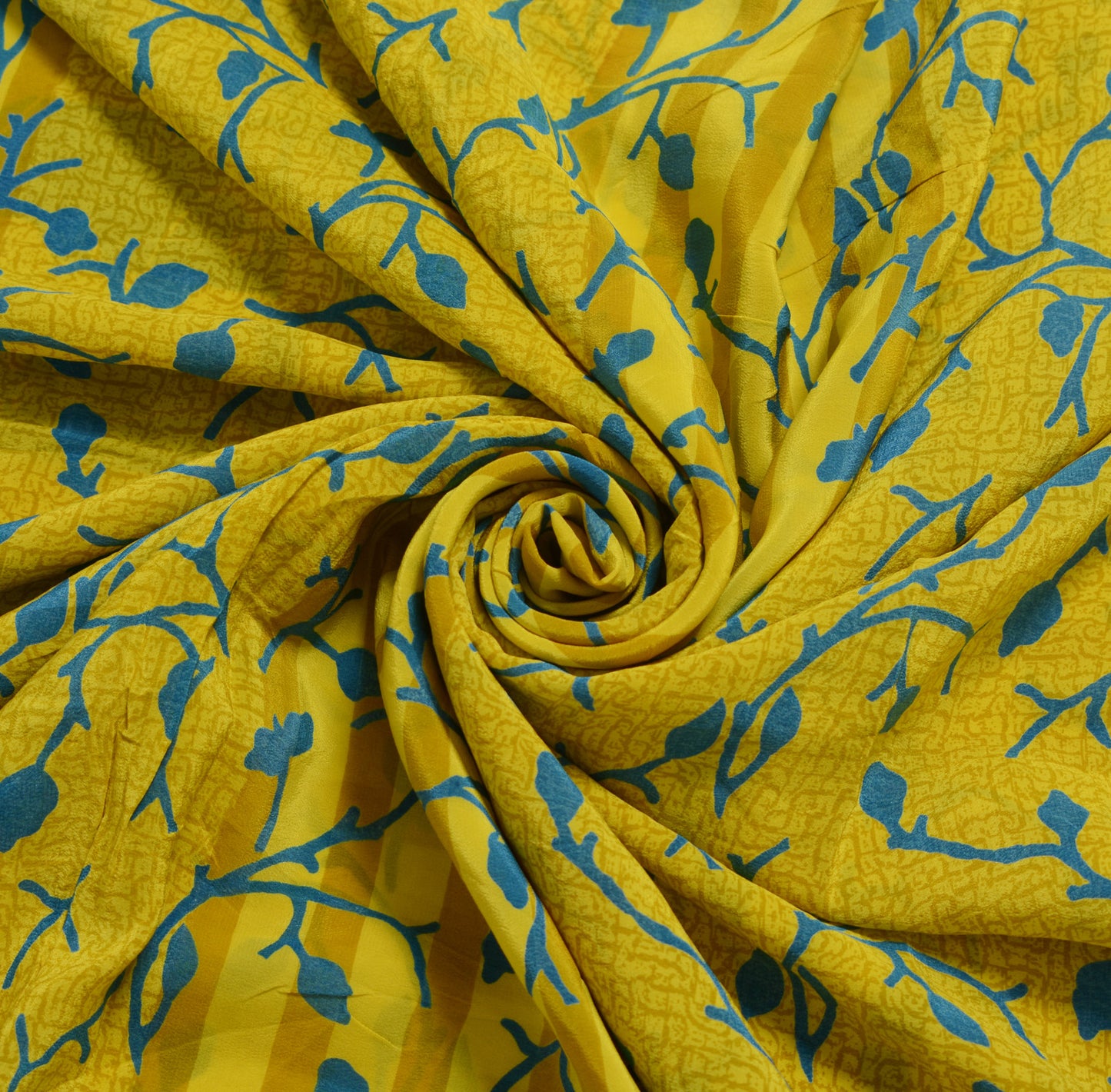 Sushila Vintage Green Saree 100% Pure Crepe Silk Printed Floral YD Soft Fabric
