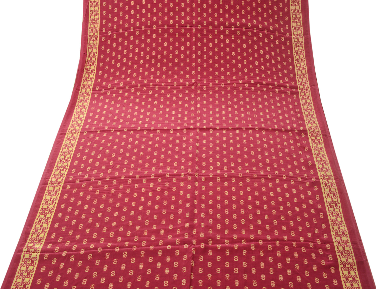 Sushila Vintage Magenta Saree 100% Pure Crepe Silk Printed Indian Soft Fabric