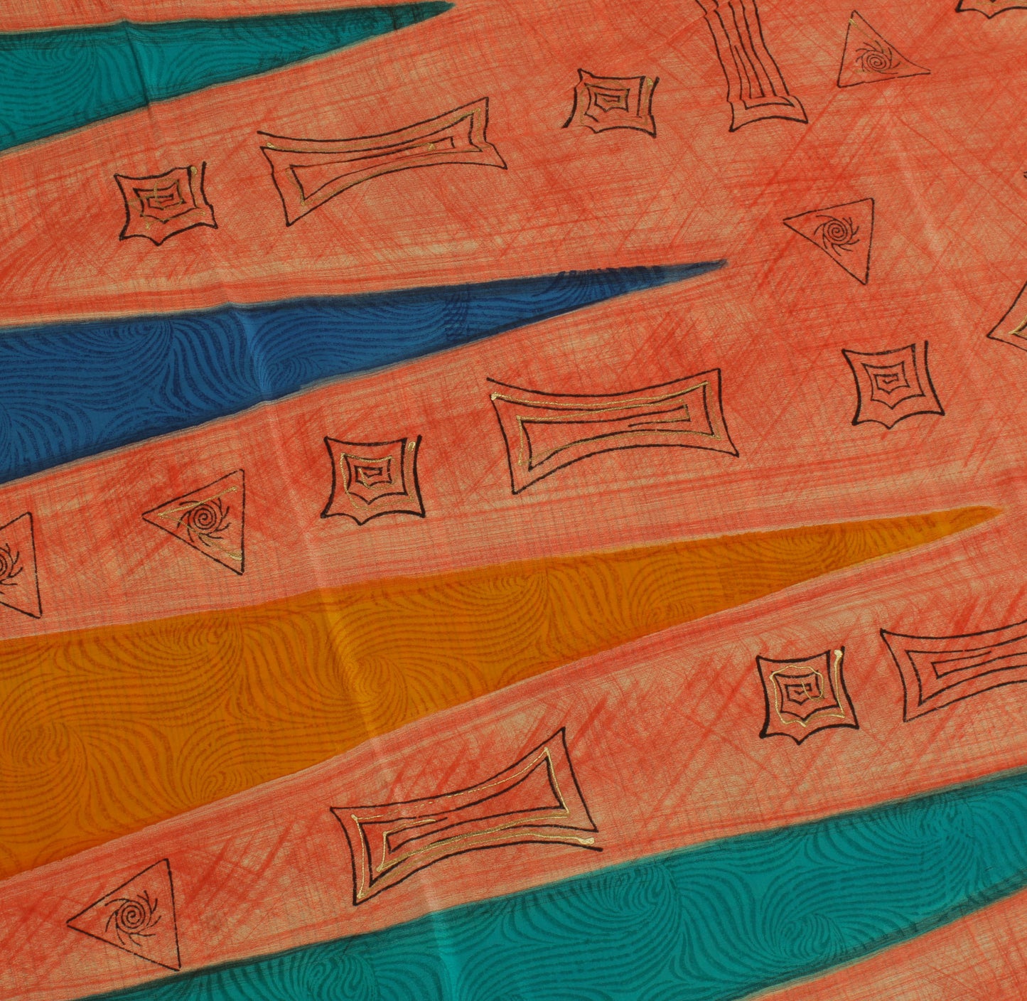 Sushila Vintage Peach Saree 100% Pure Crepe Silk Printed Indian 5 YD Soft Fabric