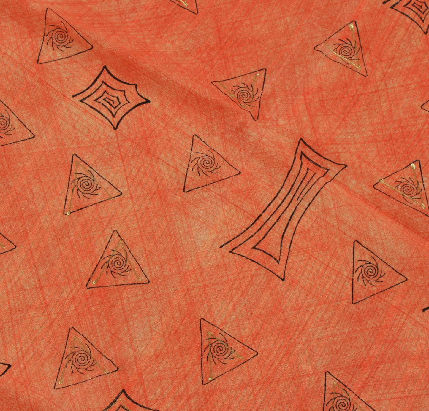 Sushila Vintage Peach Saree 100% Pure Crepe Silk Printed Indian 5 YD Soft Fabric