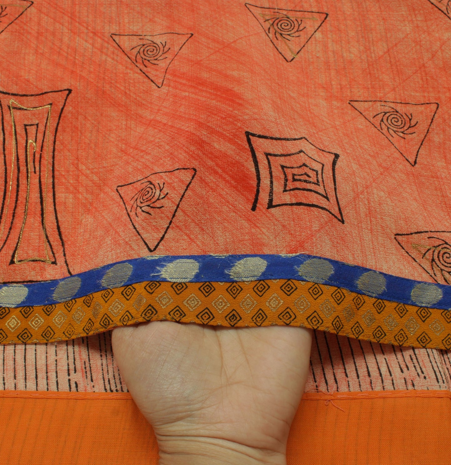 Sushila Vintage Peach Saree 100% Pure Crepe Silk Printed Indian 5 YD Soft Fabric