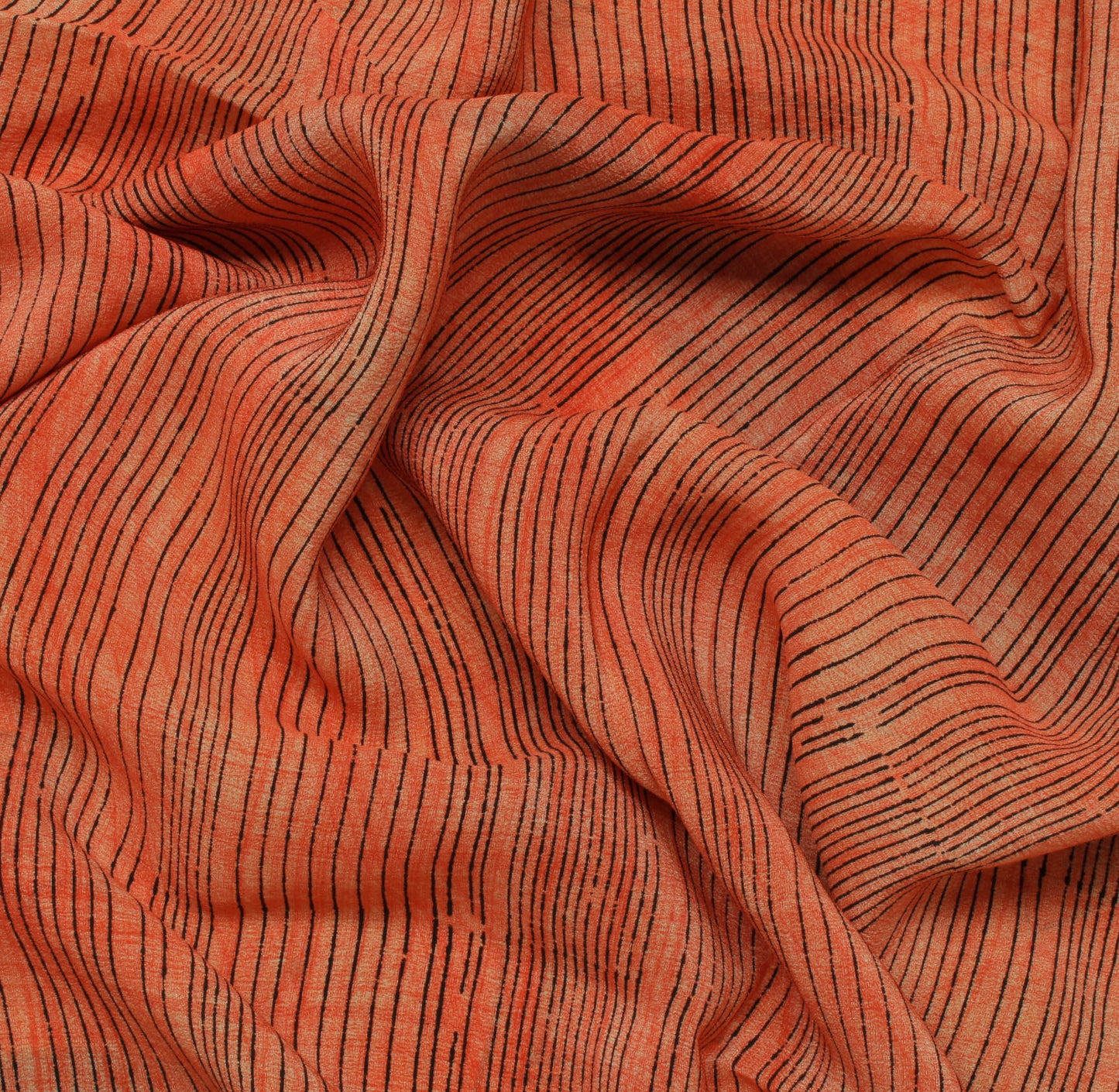 Sushila Vintage Peach Saree 100% Pure Crepe Silk Printed Indian 5 YD Soft Fabric