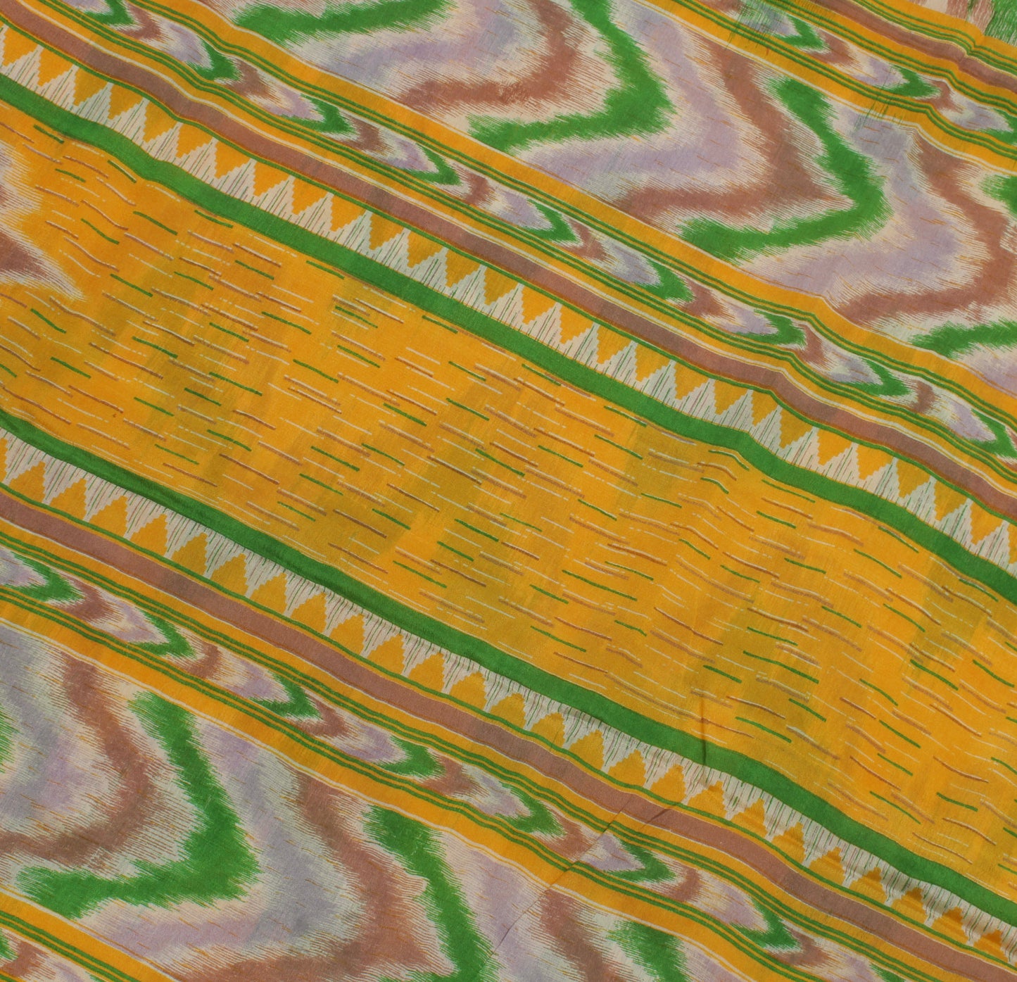 Sushila Vintage Indian Saree 100% Pure Silk Printed Leheria Sari Soft Fabric