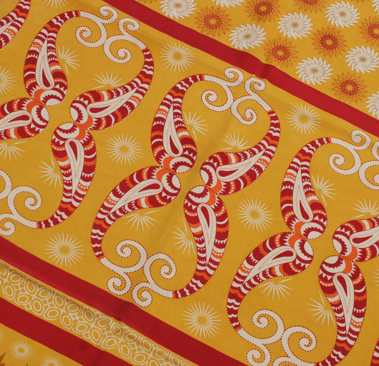 Sushila Vintage Yellow Saree 100% Pure Crepe Silk Printed Indian Soft Fabric