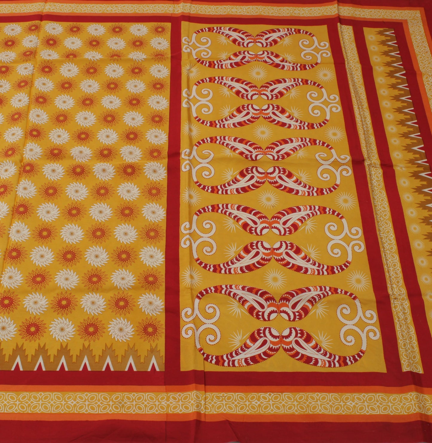 Sushila Vintage Yellow Saree 100% Pure Crepe Silk Printed Indian Soft Fabric