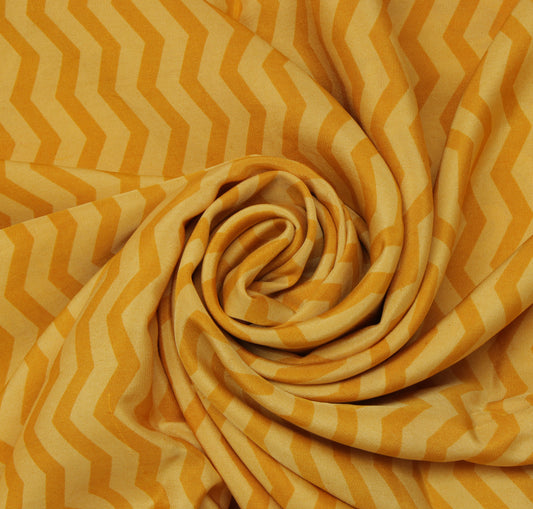 Sushila Vintage Yellow Saree 100% Pure Crepe Silk Printed Indian Soft Fabric