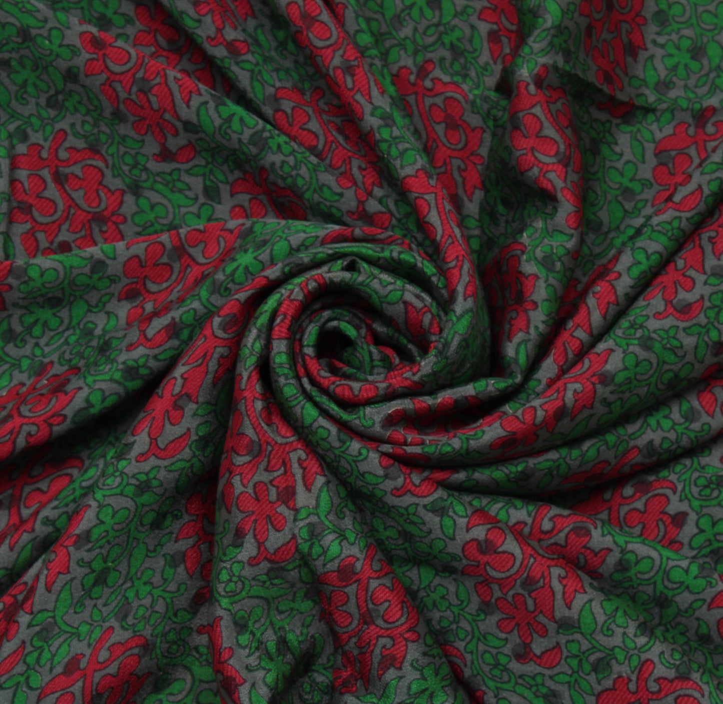 Sushila Vintage Green Saree 100% Pure Crepe Silk Printed Floral Soft Fabric