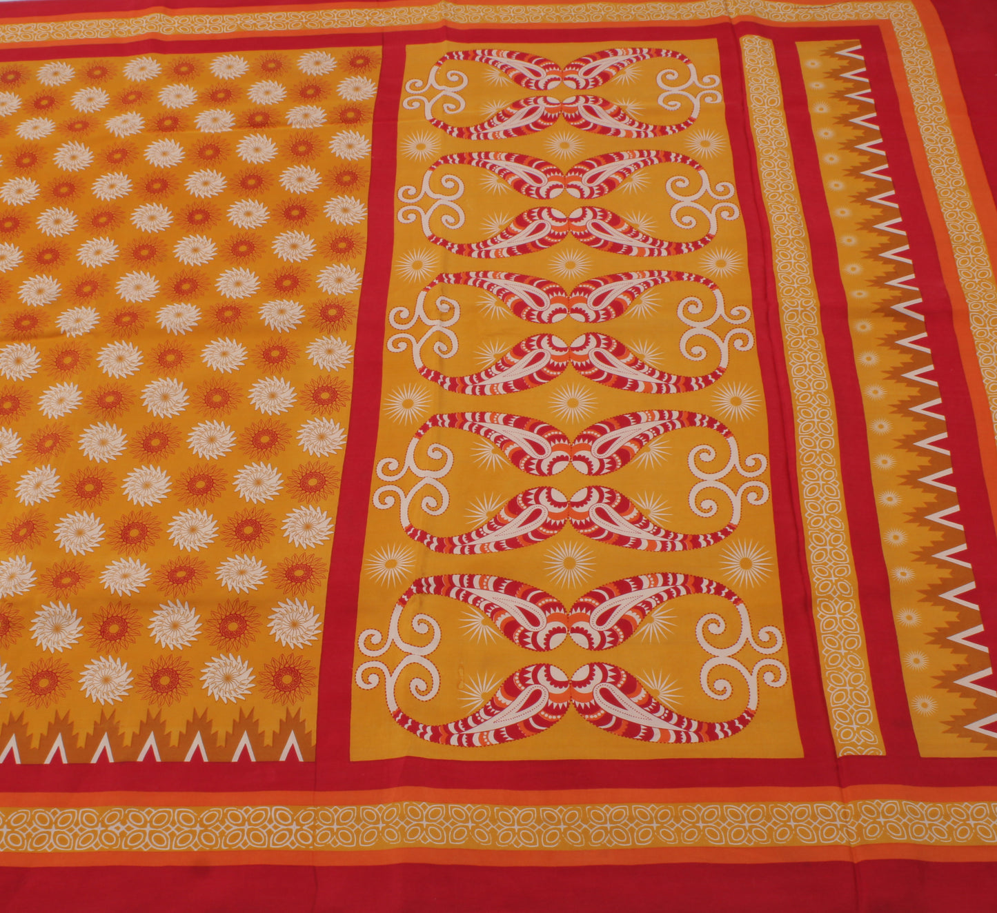 Sushila Vintage Yellow Saree 100% Pure Crepe Silk Printed Floral Soft Fabric