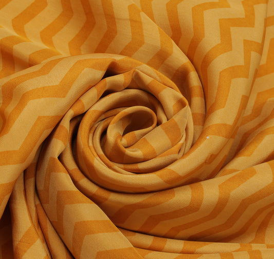 Sushila Vintage Yellow Saree 100% Pure Crepe Silk Printed Floral Soft Fabric