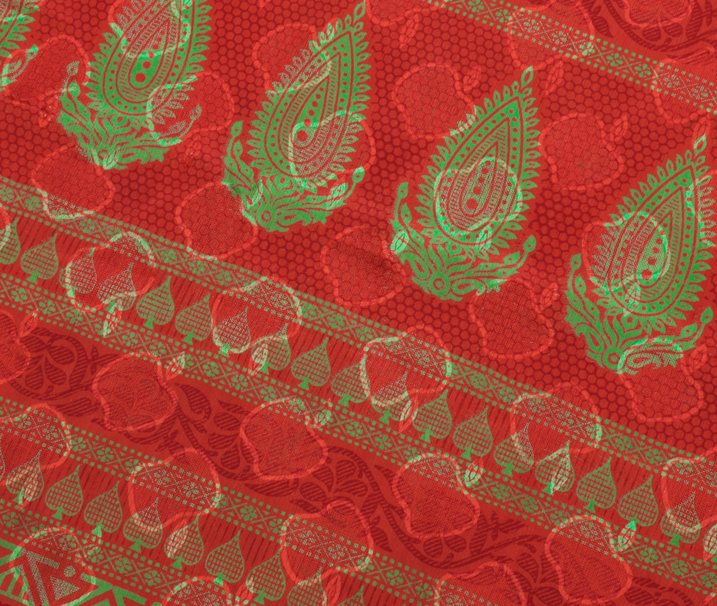 Sushila Vintage Red Saree Blend Crepe Silk Printed Floral Soft Craft Fabric