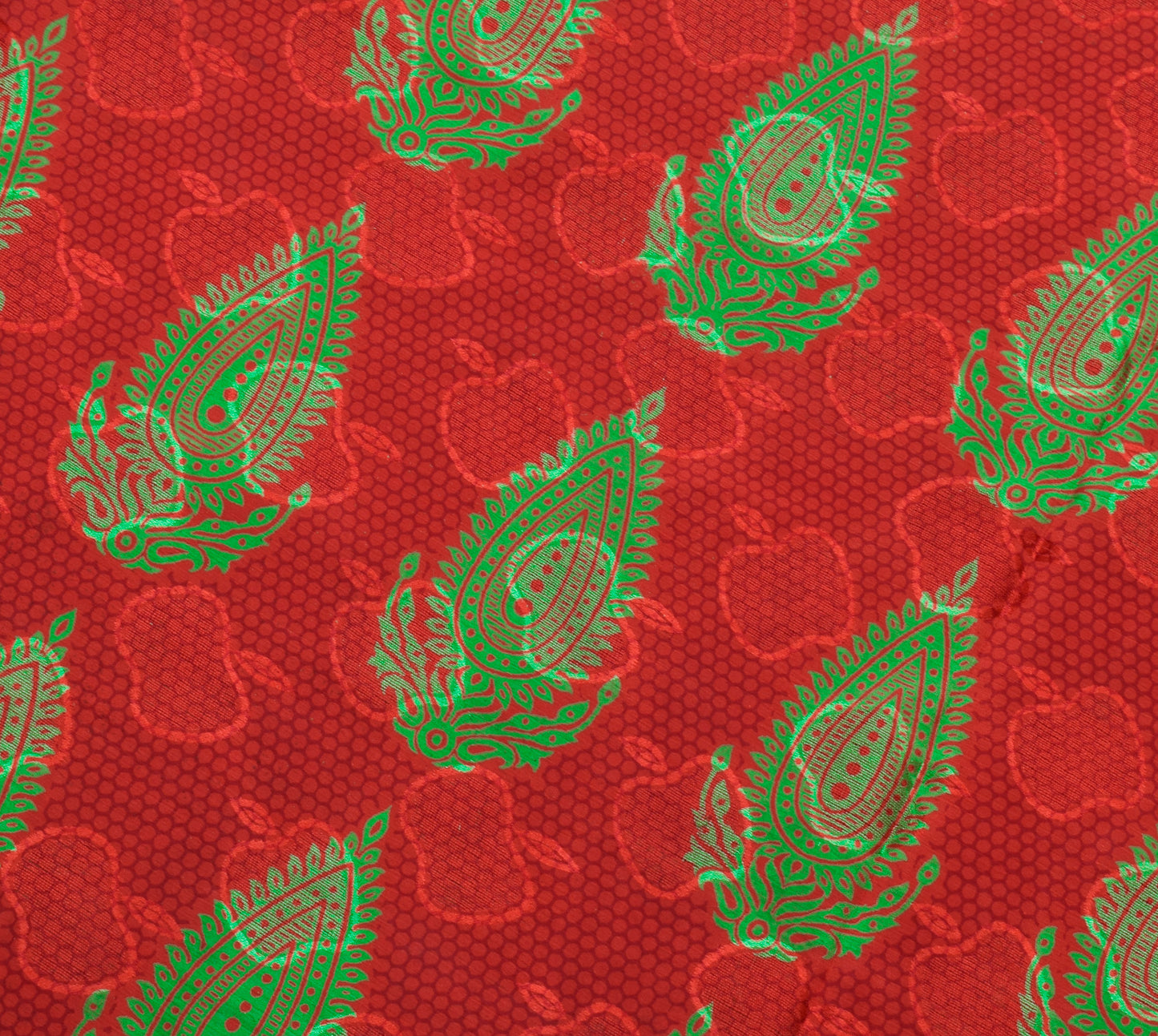 Sushila Vintage Red Saree Blend Crepe Silk Printed Floral Soft Craft Fabric