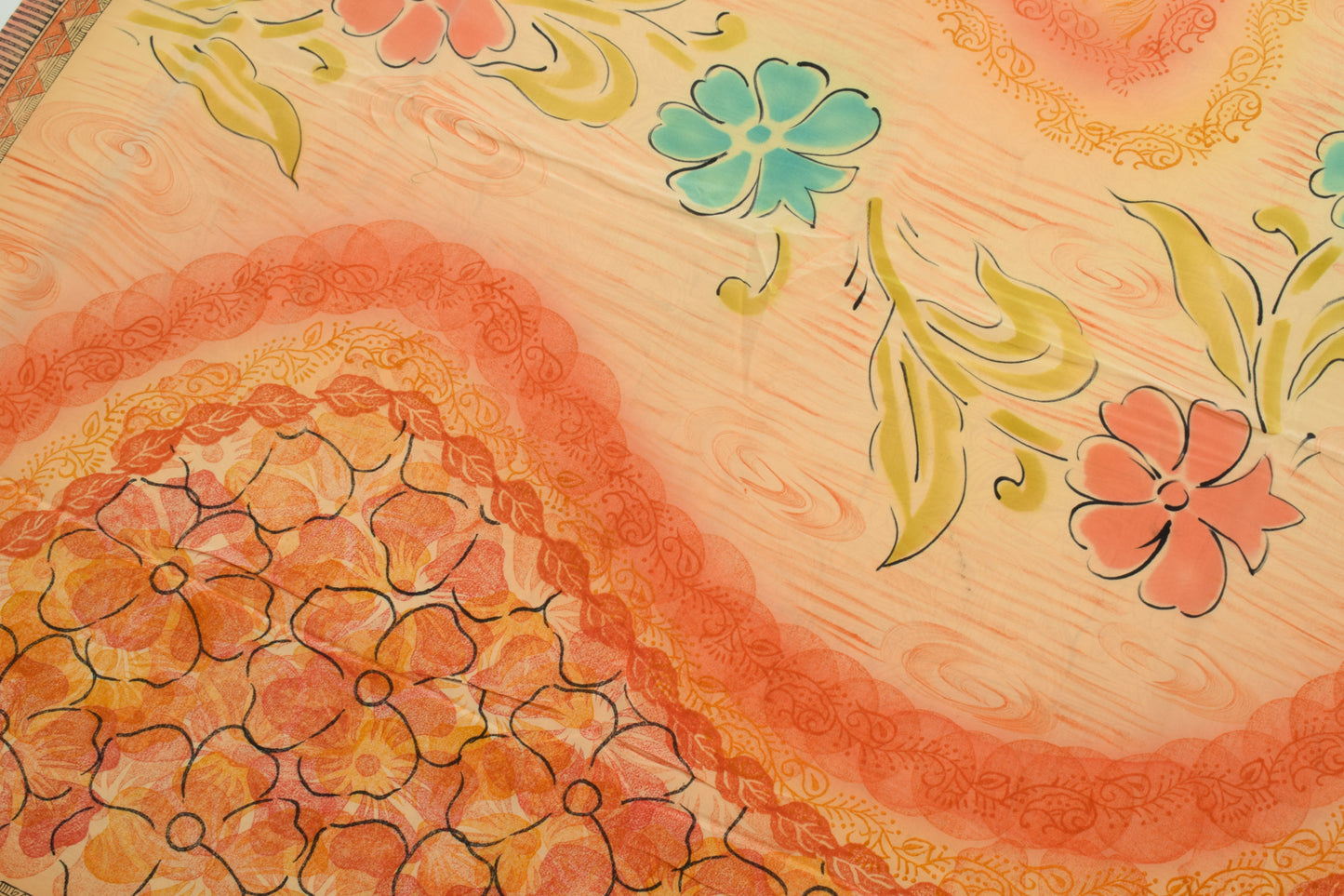 Sushila Vintage Yellow Saree 100% Pure Crepe Silk Printed Soft Craft Fabric