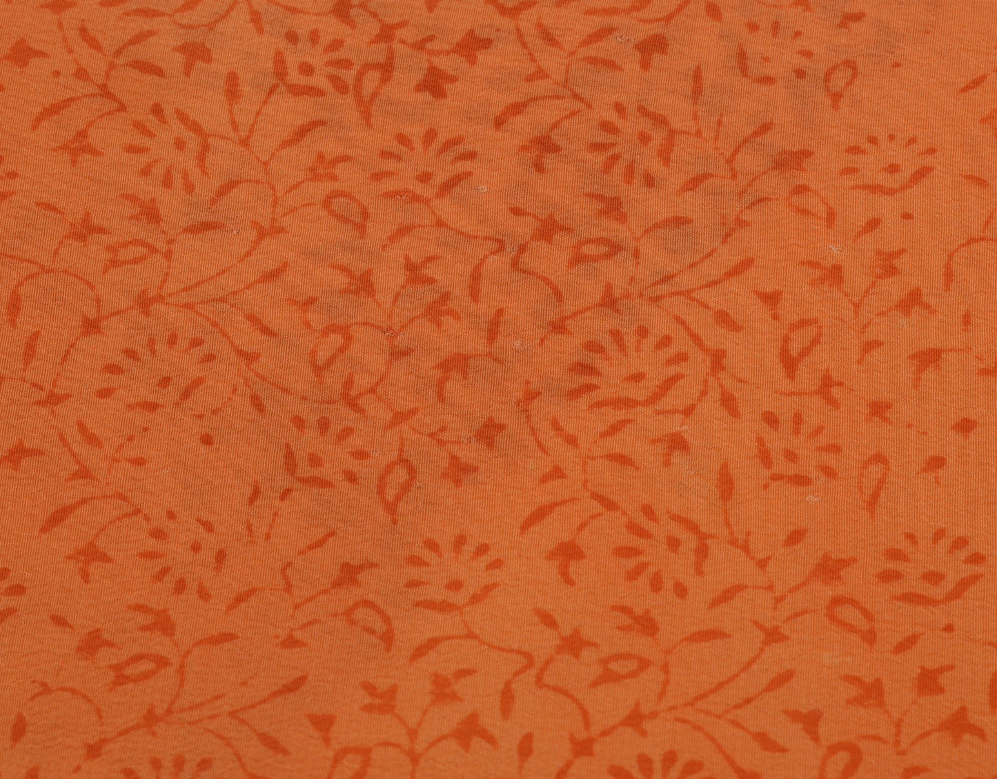Sushila Vintage Orange Saree 100% Pure Crepe Silk Printed Floral Soft Fabric