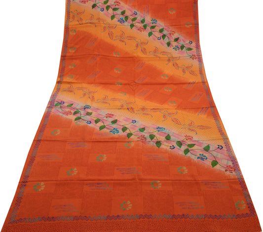 Sushila Vintage Multi-Color Saree Pure Crepe Silk Printed Floral Soft Fabric