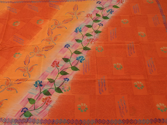 Sushila Vintage Multi-Color Saree Pure Crepe Silk Printed Floral Soft Fabric