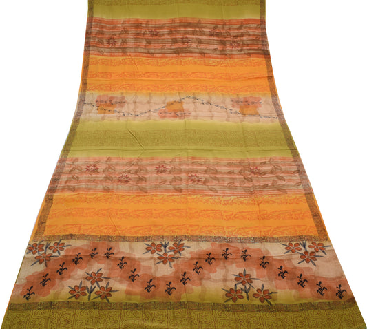 Sushila Vintage Multi-Color Saree Pure Crepe Silk Printed Floral Soft Fabric