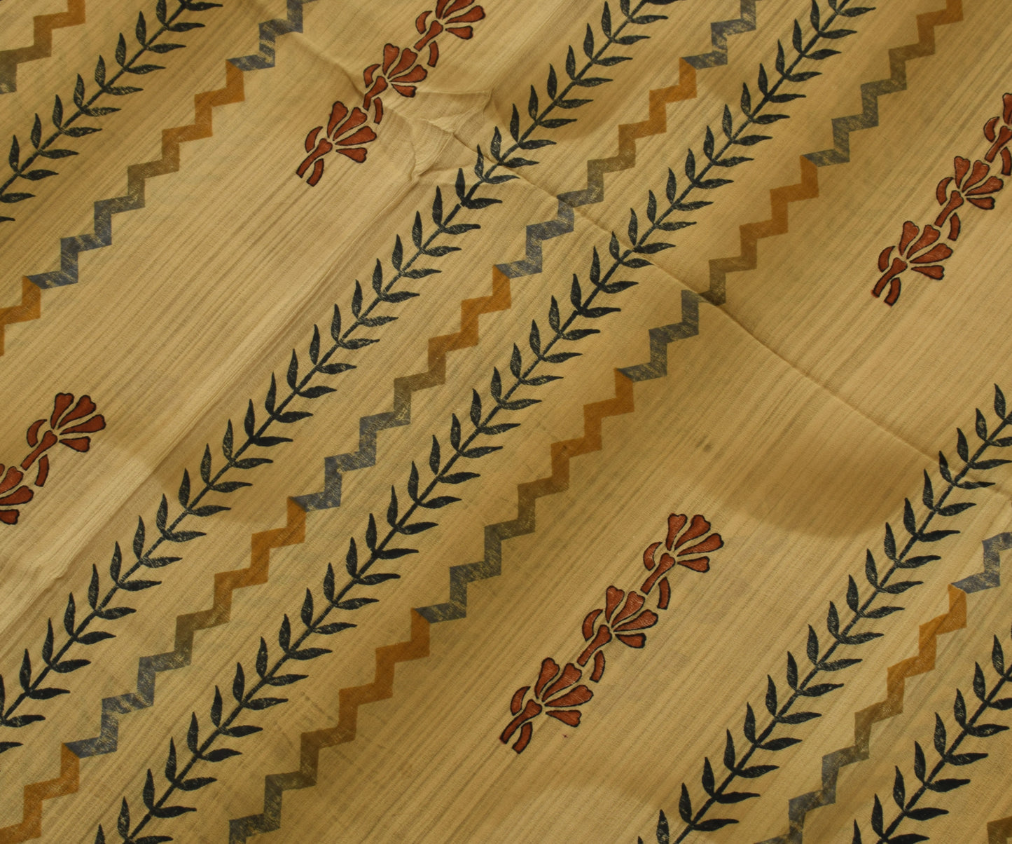 Sushila Vintage Brown Saree 100% Pure Crepe Silk Printed Floral Soft Fabric