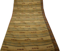 Sushila Vintage Brown Saree 100% Pure Crepe Silk Printed Floral Soft Fabric