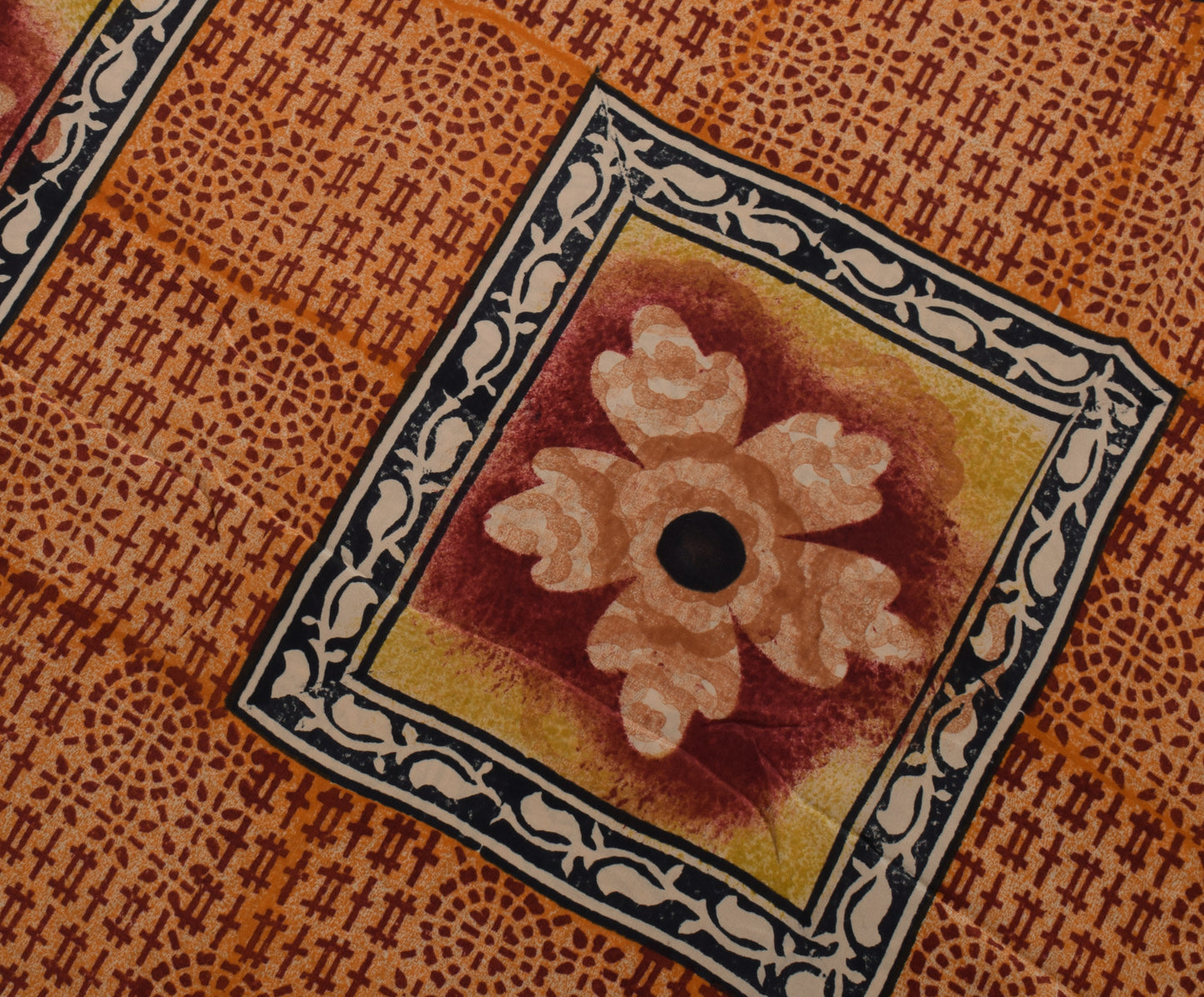 Sushila Vintage Indian Saree 100% Pure Crepe Silk Printed Paisley Soft Fabric