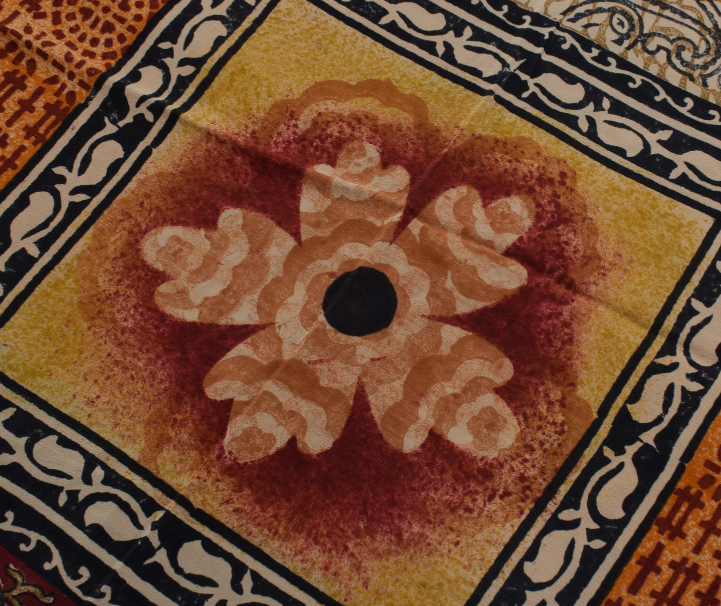 Sushila Vintage Indian Saree 100% Pure Crepe Silk Printed Paisley Soft Fabric