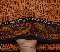 Sushila Vintage Indian Saree 100% Pure Crepe Silk Printed Paisley Soft Fabric